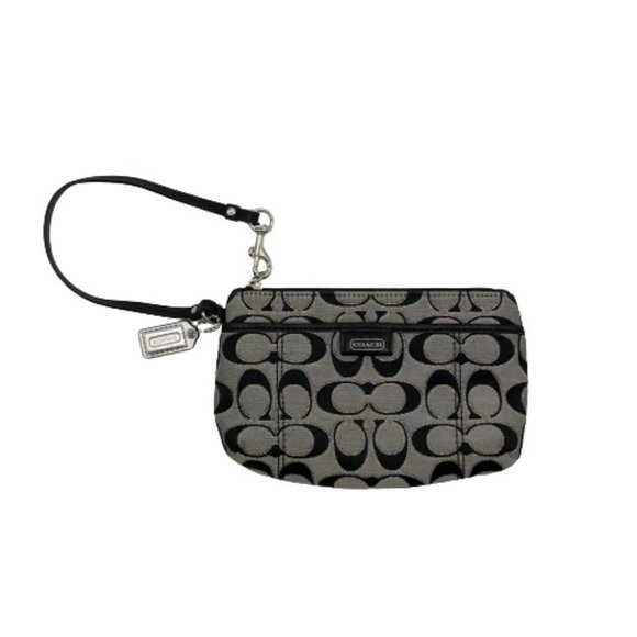 Coach Handbags - Coach Logo Wristlet Clutch Bag Black Gray